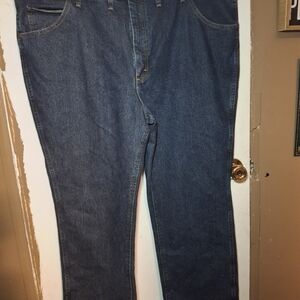 Wrangler Relaxed Fit‎ Dark Blue Jeans And Tan Jeans